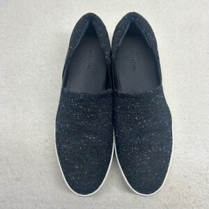 Vince Womens Warren Platform Slip On Sneakers Navy Speckled Tweed Size 8.5